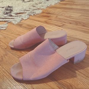Topshop Pink Mules with Block Heel